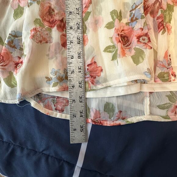 Blush Pink Floral Ruffle Dress – Flowy Sleeveless Boho Sundress Size M - Picture 4 of 6